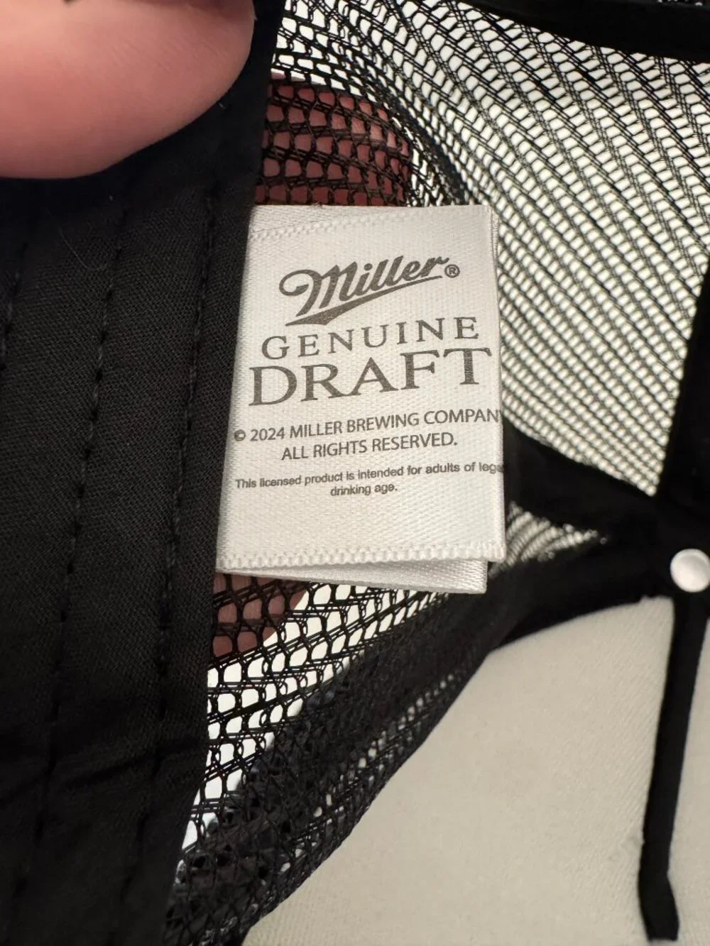 Miller Genuine Draft Black Snapback Trucker Hat Yellow Rope and Embroidery Adjus